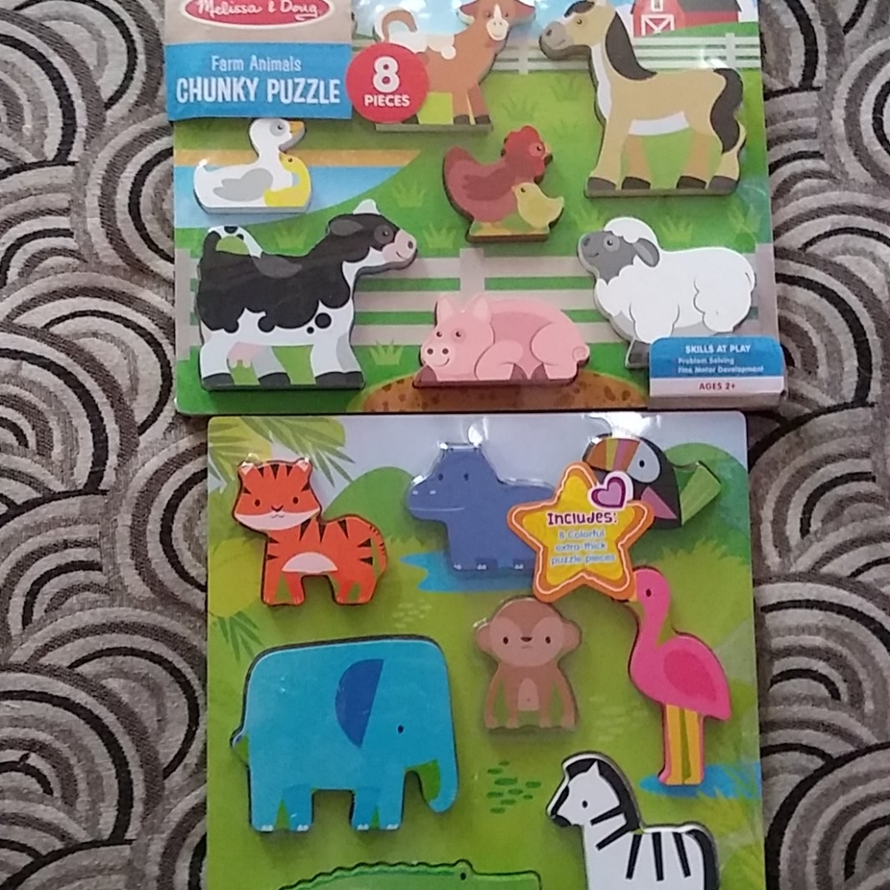 2 8 piece wooden puzzles